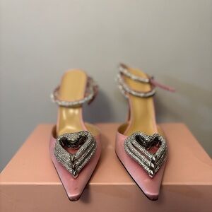 MACH & MACH Pink Heels with Silver Accents